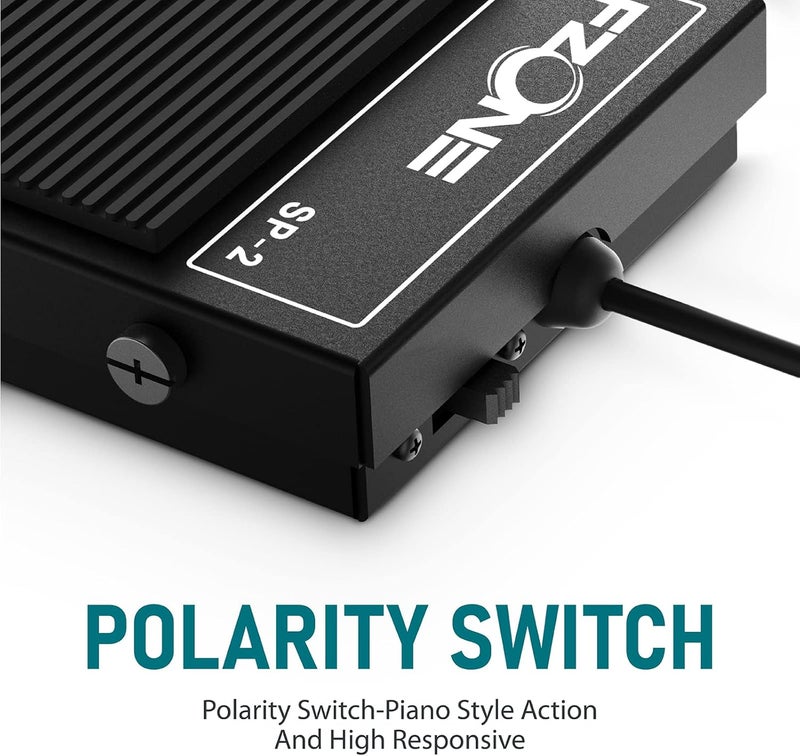 Fzone Compact Sustain Pedal for Keyboards Digital Pianos Synthesizers,Tone Modules,Drum Machines All Metal Heavy Design,Non-Slip,with Polarity Switch - Image 2